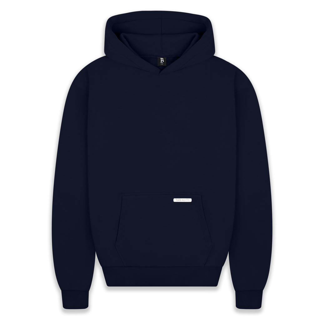 SUPER HEAVY BLANK HOODIE BLACK IRIS