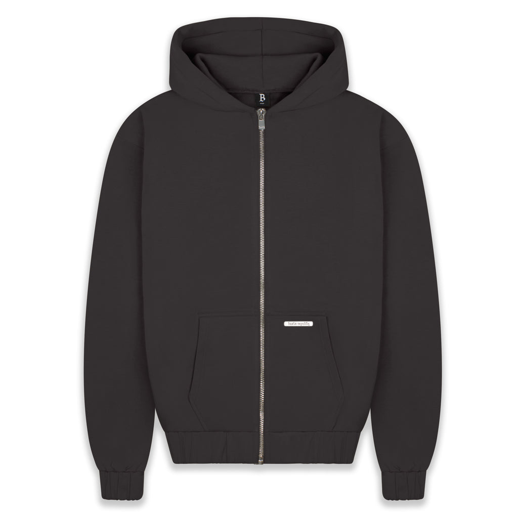 SUPER HEAVY BLANK ZIP-HOODIE WASHED BLACK