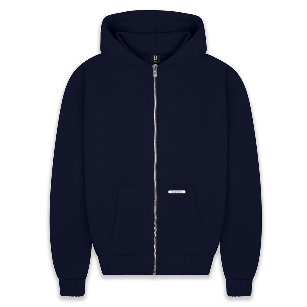 SUPER HEAVY BLANK ZIP-HOODIE BLACK IRIS