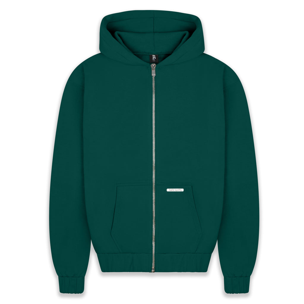 SUPER HEAVY BLANK ZIP-HOODIE GREEN