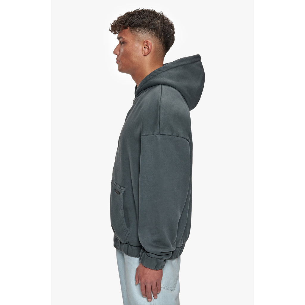 SUPER HEAVY BLANK ZIP-HOODIE WASHED GREY