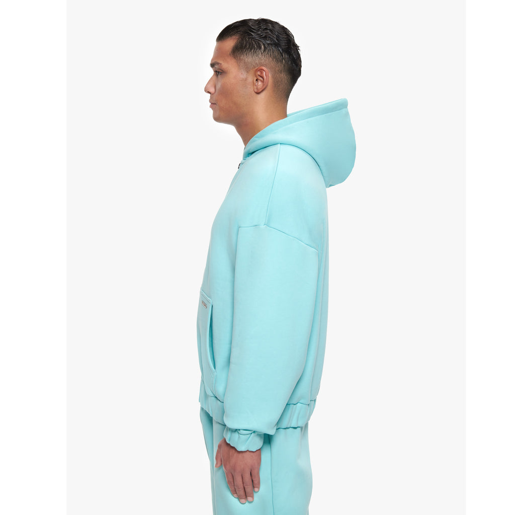 SUPER HEAVY BLANK ZIP-HOODIE TURQUOISE