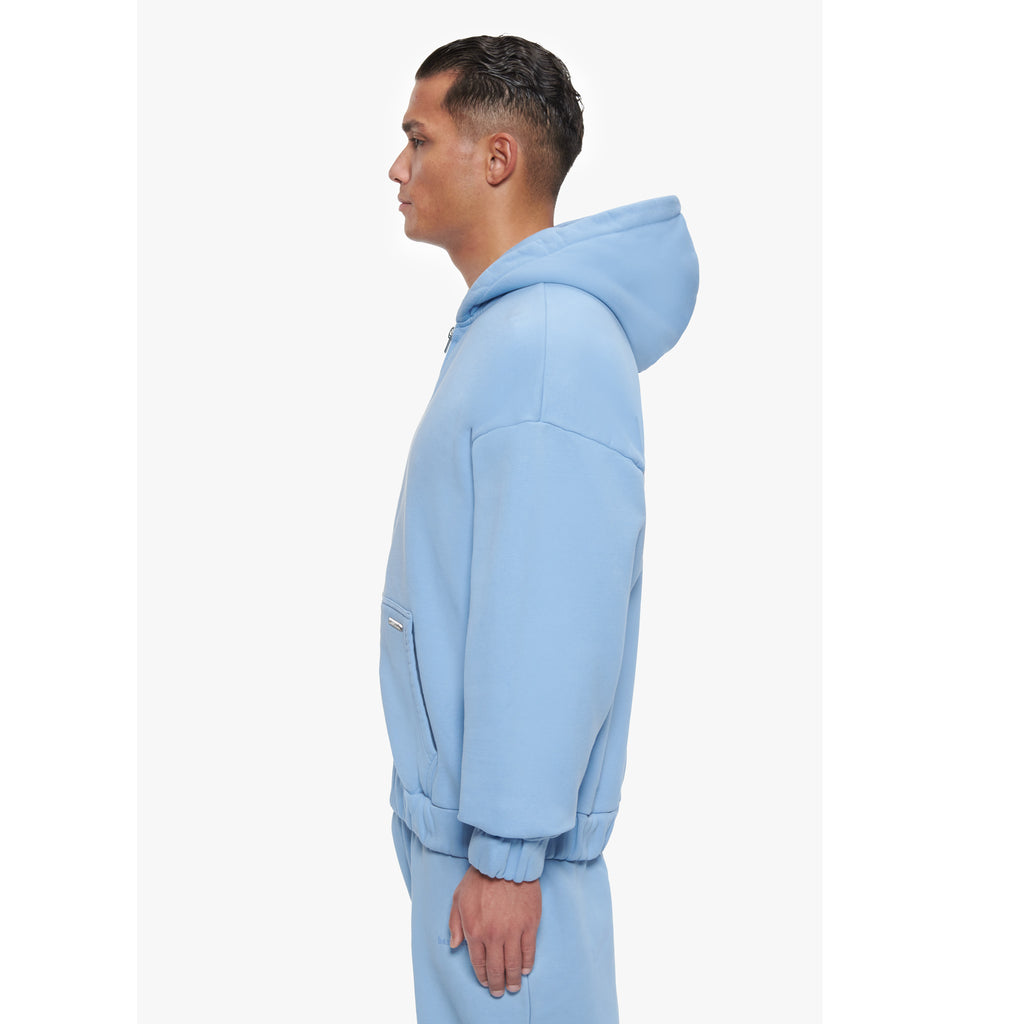 SUPER HEAVY BLANK ZIP-HOODIE WASHED BLUE